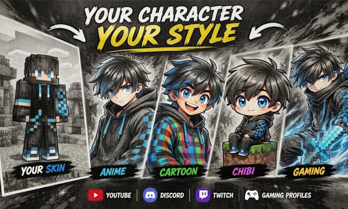 turn your minecraft character into a custom anime oc pfp avatar profile artwork