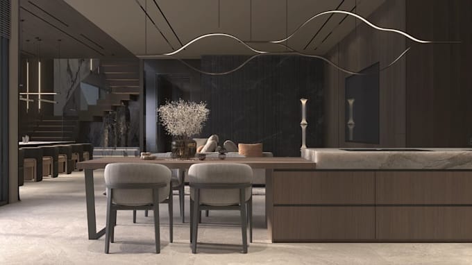produce house renders from floor plan,dinning layout,reflective room interior