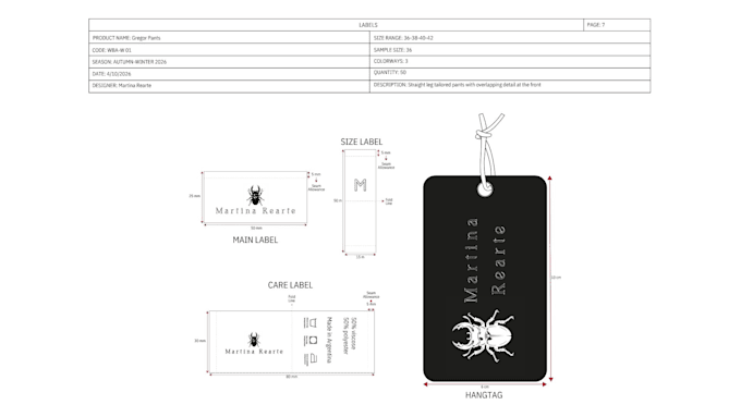 create a professional fashion tech pack