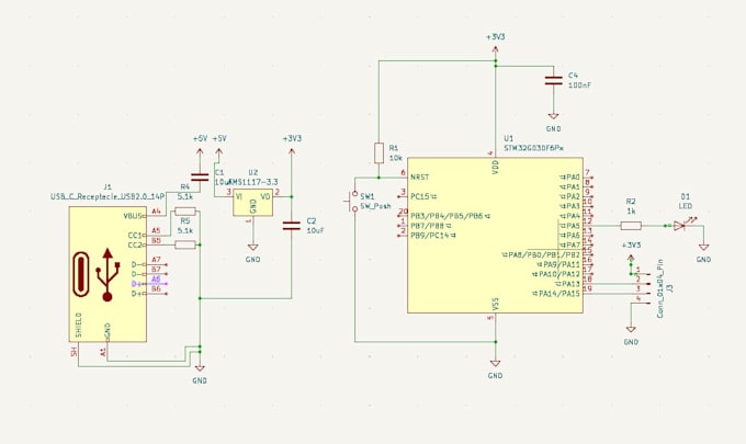 design a simple 2 layer pcb in kicad