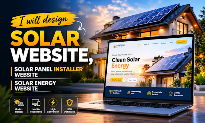 design solar website, solar panel installer website and solar energy website