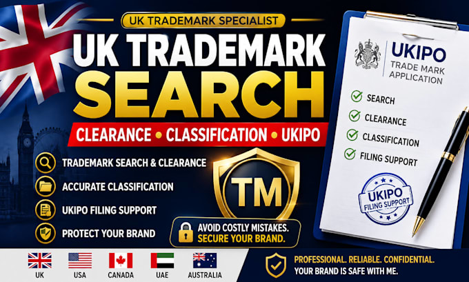 do UK trademark search, clearance, classification and ukipo filing