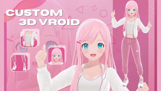 create 3d vroid character, 3d model, anime, vtuber, vrchat avatars and rigging
