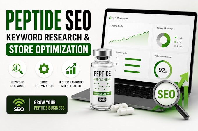 do peptide SEO, keyword research and optimize your peptide supplement store