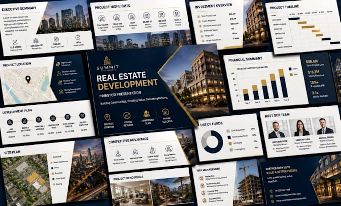 design real estate development pitch deck, investor presentation, property deck