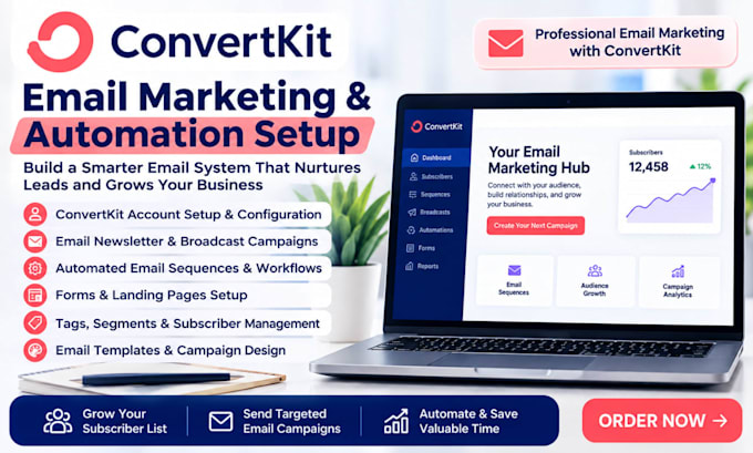 setup convertkit newsletter kit landing page kit email sequence email automation