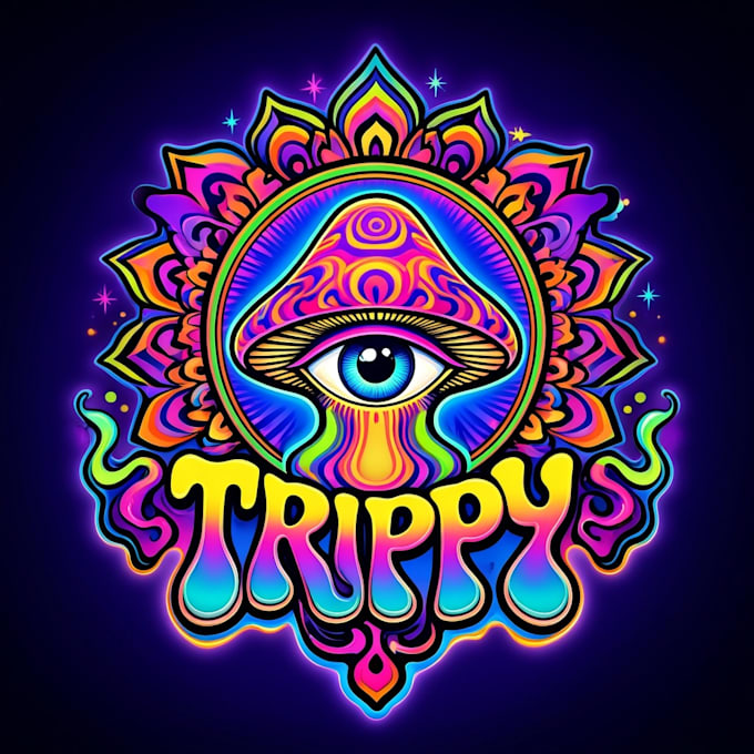 design custom psychedelic art illustration trippy logo