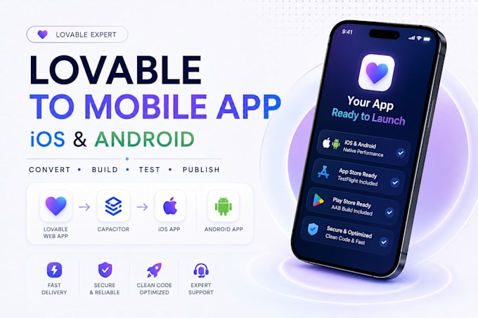 convert your lovable, base44, replit manus web app to ios and android mobile app