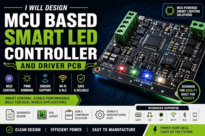 design mcu based smart led controller and driver, pwm, sensor and comm integrate