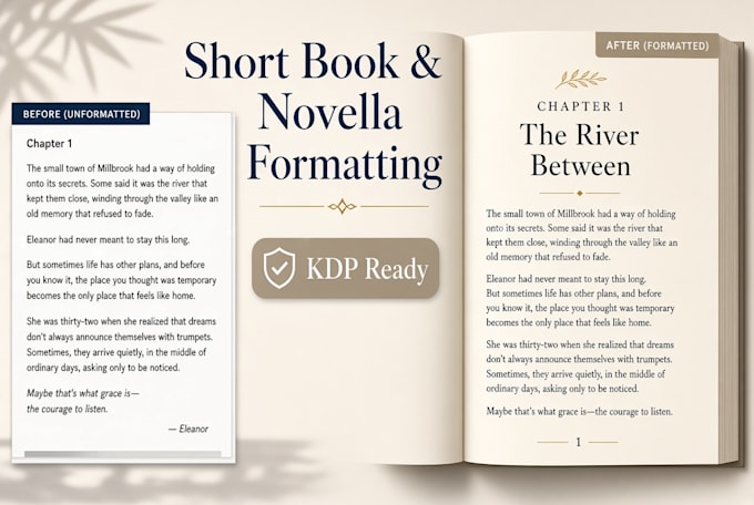 format your short book or novella for KDP and paperback
