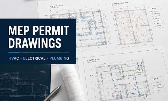 draft roof plan mep drawings for hvac electrical plumbing permits