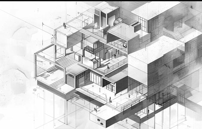 do architectural diagram, concept drawing, axonometric, site analysis 2d or 3d