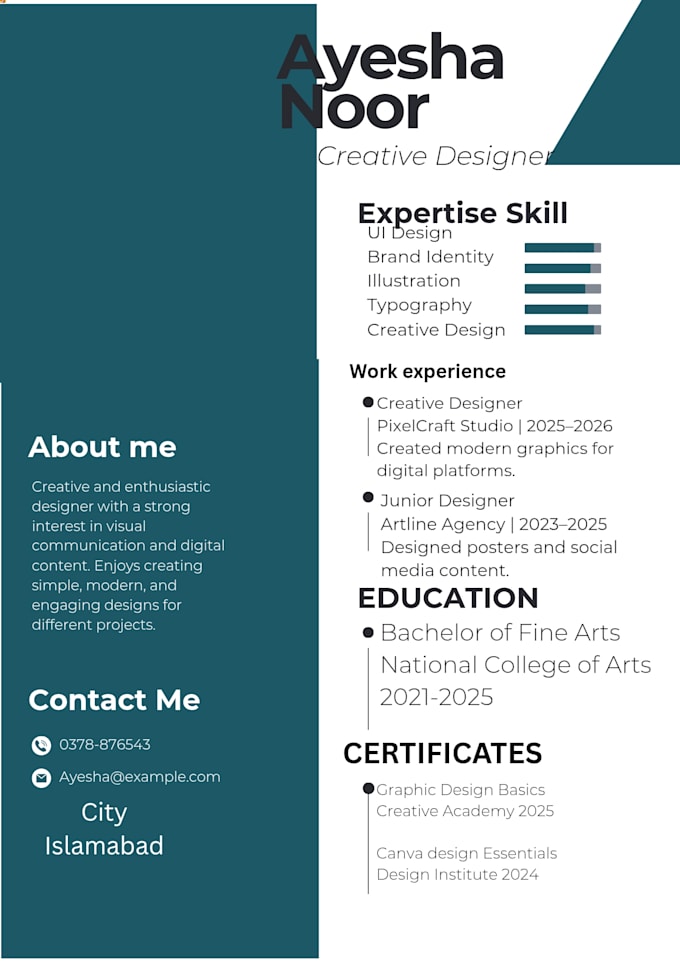 design a professional CV resume in canva