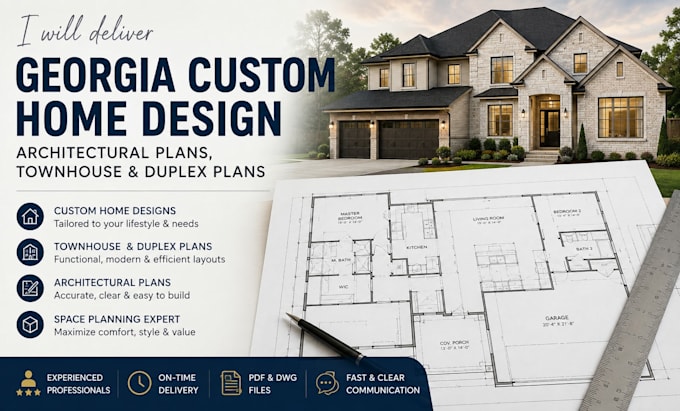 deliver georgia custom home design, architectural plans, townhouse duplex plans