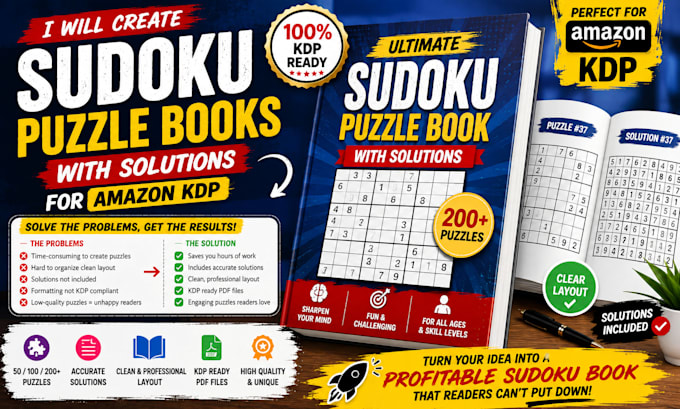 create sudoku puzzle books with solutions for amazon KDP