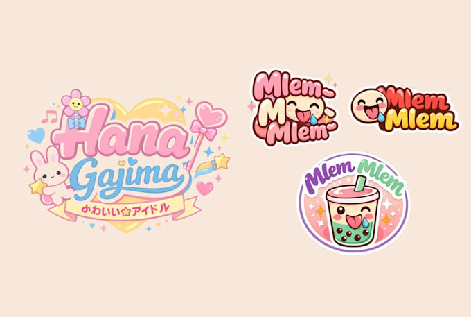 draw kawaii chibi, cartoon cute logo design