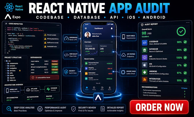 fix react native expo app review codebase ios android database API integration