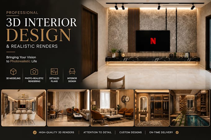 create stunning 3d visualization and photorealistic architectural renders