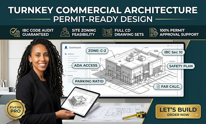 provide turnkey commercial architectural design with code audit and permit sets