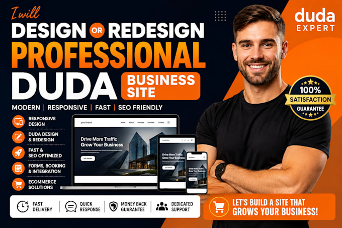 create a professional website using duda website builder , landing page or redes