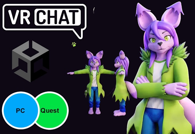 create furry avatar vrchat avatar fursona unity vrm 3d model vrc avatar