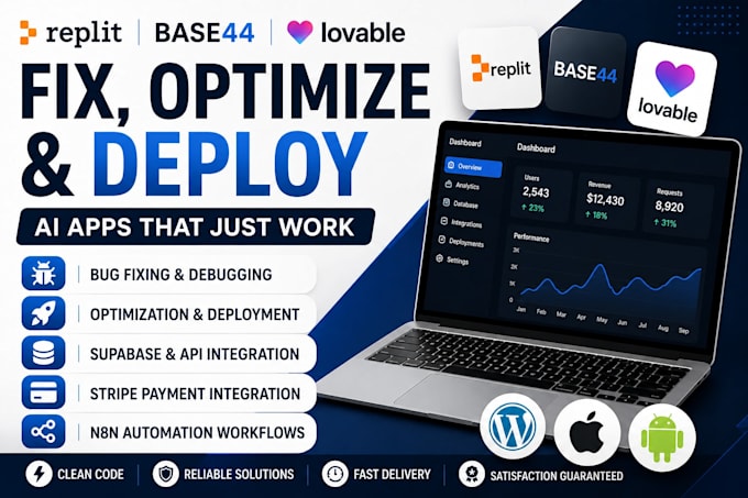 fix, optimize replit ai deploy base44 expert lovable to wordpress lovable to ios