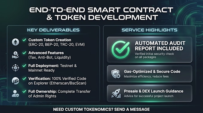 deploy your  erc20, bep20, or trc20 token with custom smart contract