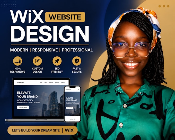 create a modern responsive wix website design, redesign wix website