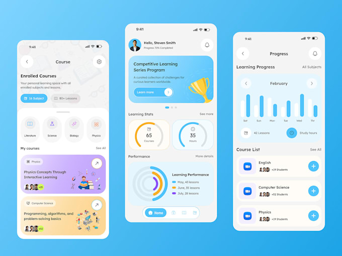 develop education app, e learning app, online course and lms mobile app