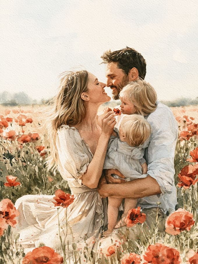 create watercolor family portrait