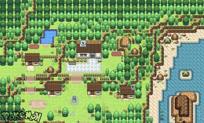 create pokemon tileset, pixel map, rpg maker mv, gen3, overworld asset, rom hack