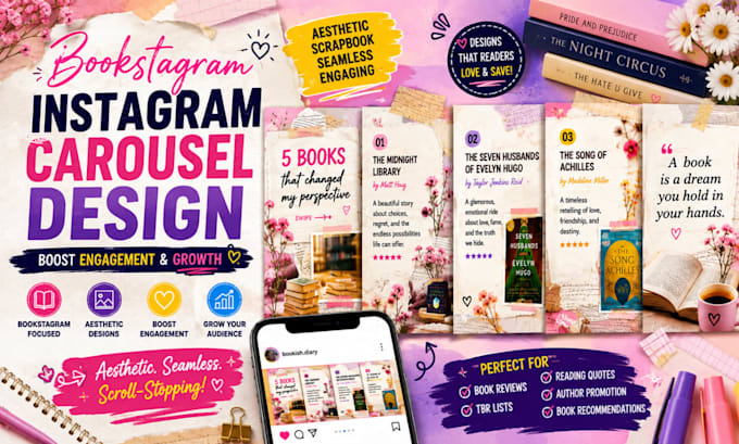 design bookstagram instagram carousel posts to boost engagement and growth