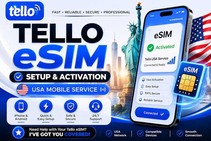 setup and activate tello esim for USA mobile service