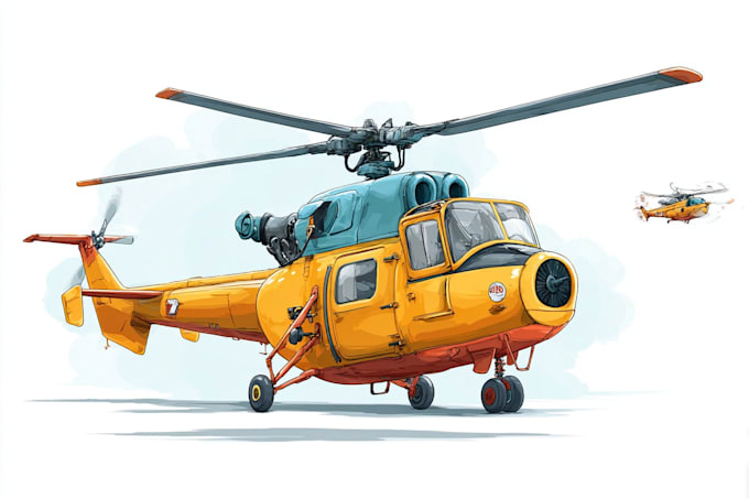 draw aircraft, helicopter, airplane into a vector