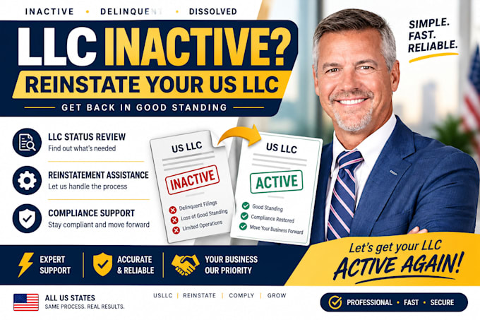 reinstate your inactive US llc and assist with state