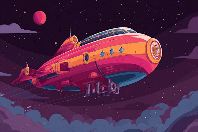illustrate a sci fi spaceship design