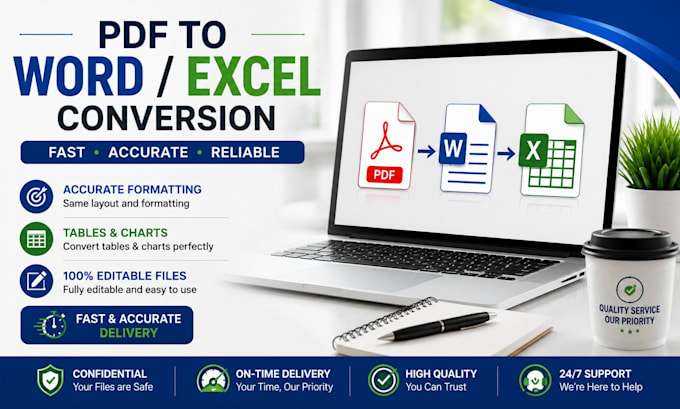 convert PDF to word or excel and retype documents