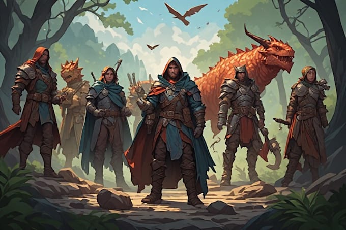 illutrate a fabulous custom dnd party portrait art