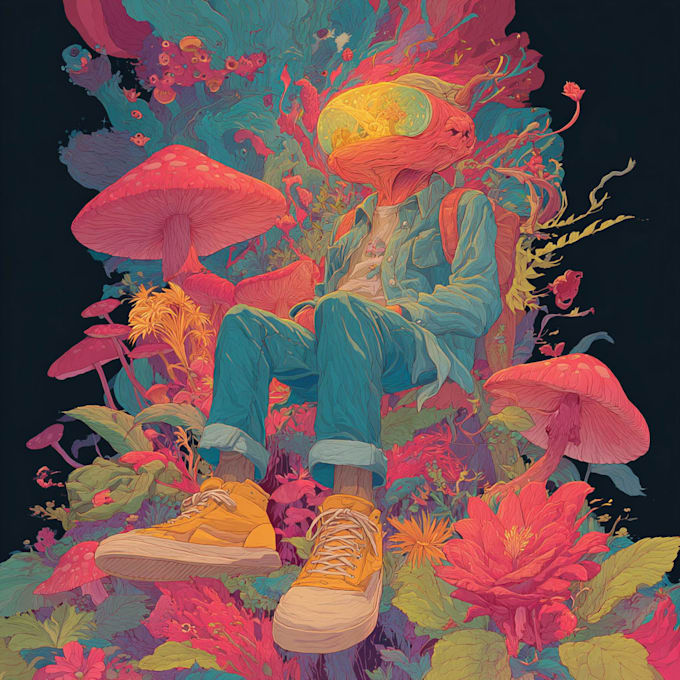 create psychedelic style album cover artwork