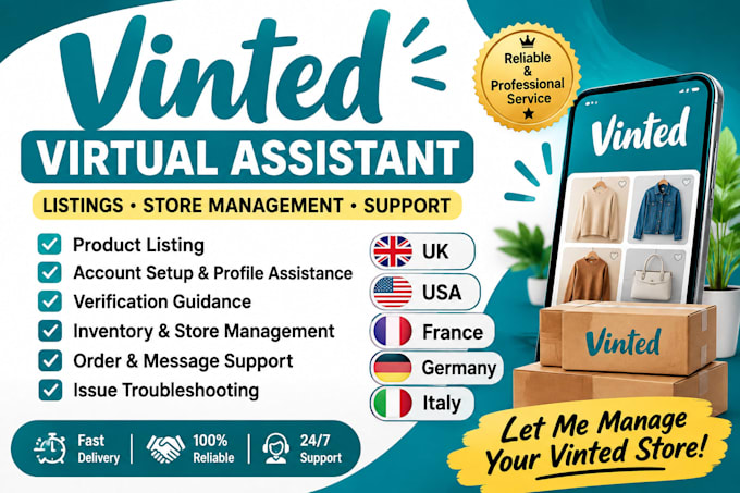 vinted product listing and vinted store management and creation services