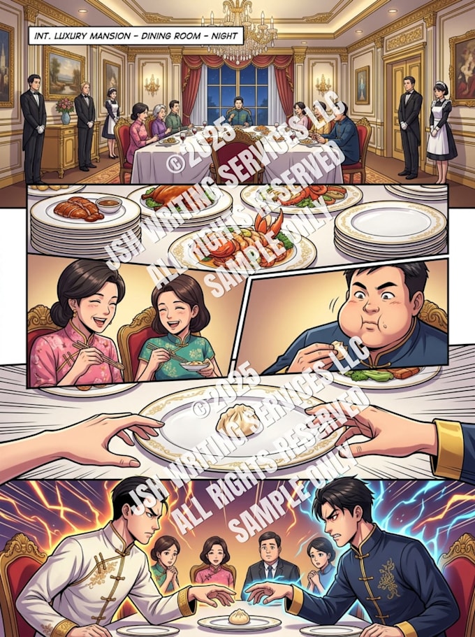 write a professional comic book script, manga, or webtoon