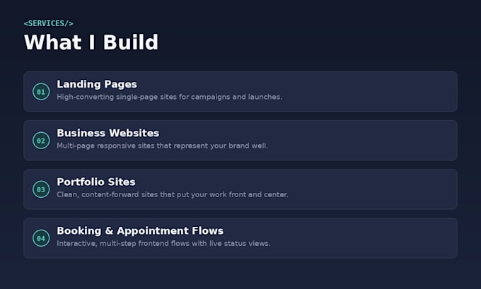 develop a responsive and secure frontend website with modern UI UX