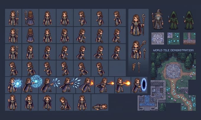 rpg maker mz, mv vx ace rpg sprite sheet npc, fantasy sprite 2d game character