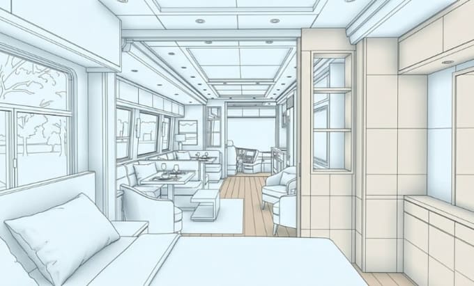 any caravan, rv, buss conversion modeling, and rendering
