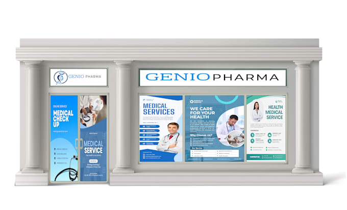 design creative shopfront or storefront window graphics and signboard design