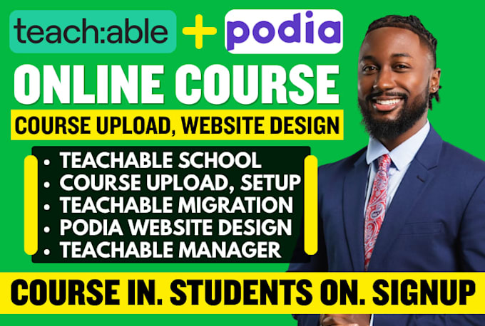 setup teachable school, teachable course upload, podia, teachable course website