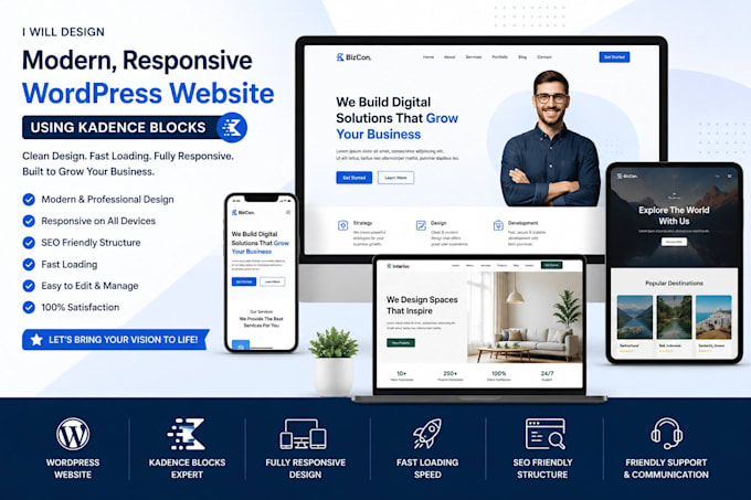 design or redesign a wordpress website with kadence