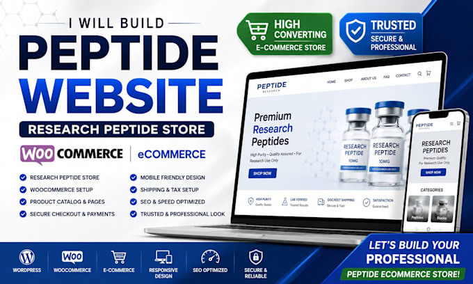 build peptide website research peptide store woocommerce ecommerce