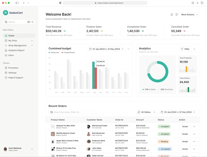 full stack developer accounting software payroll invoicing crm erp hr software