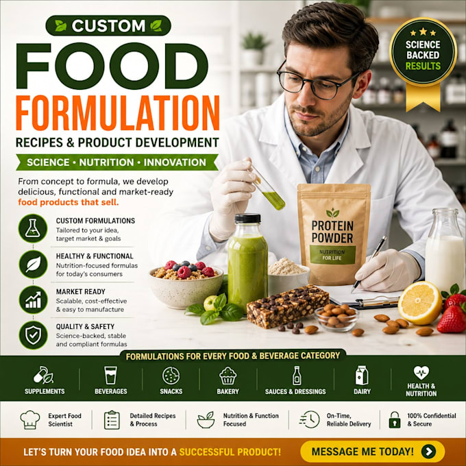 develop custom food formulation recipes and product development